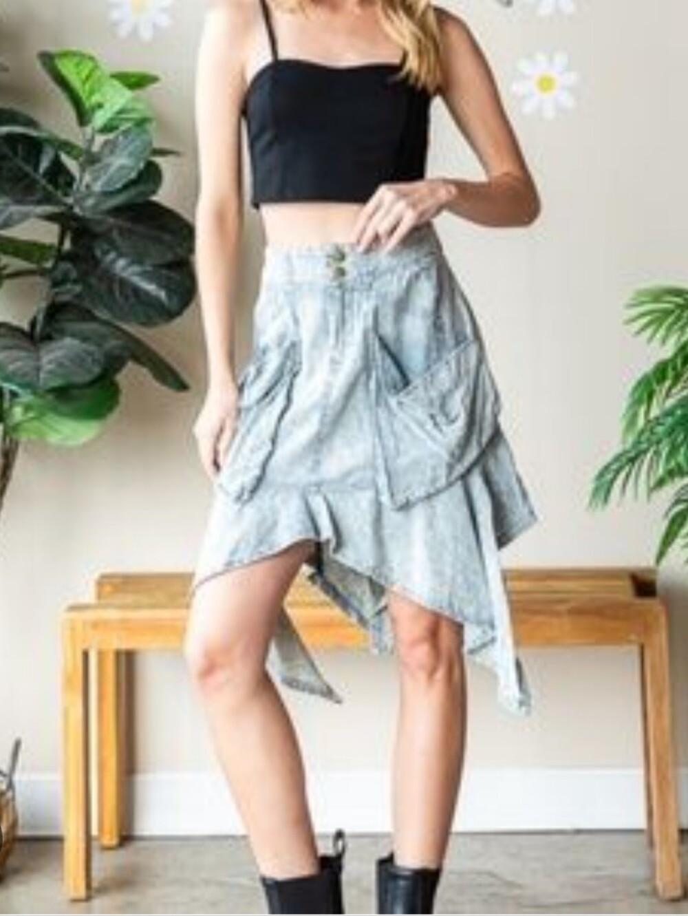 Oli And Hali Light Wash Y2k Denim Skirt - Women's